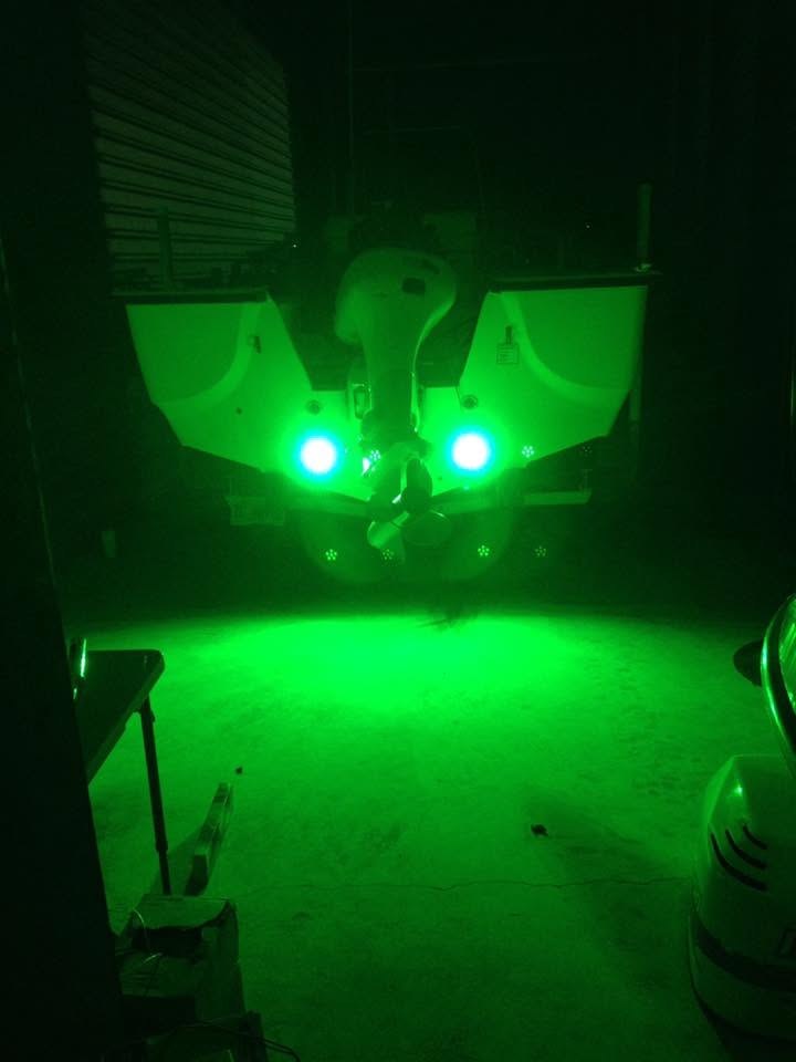 Underwater green fishing lights