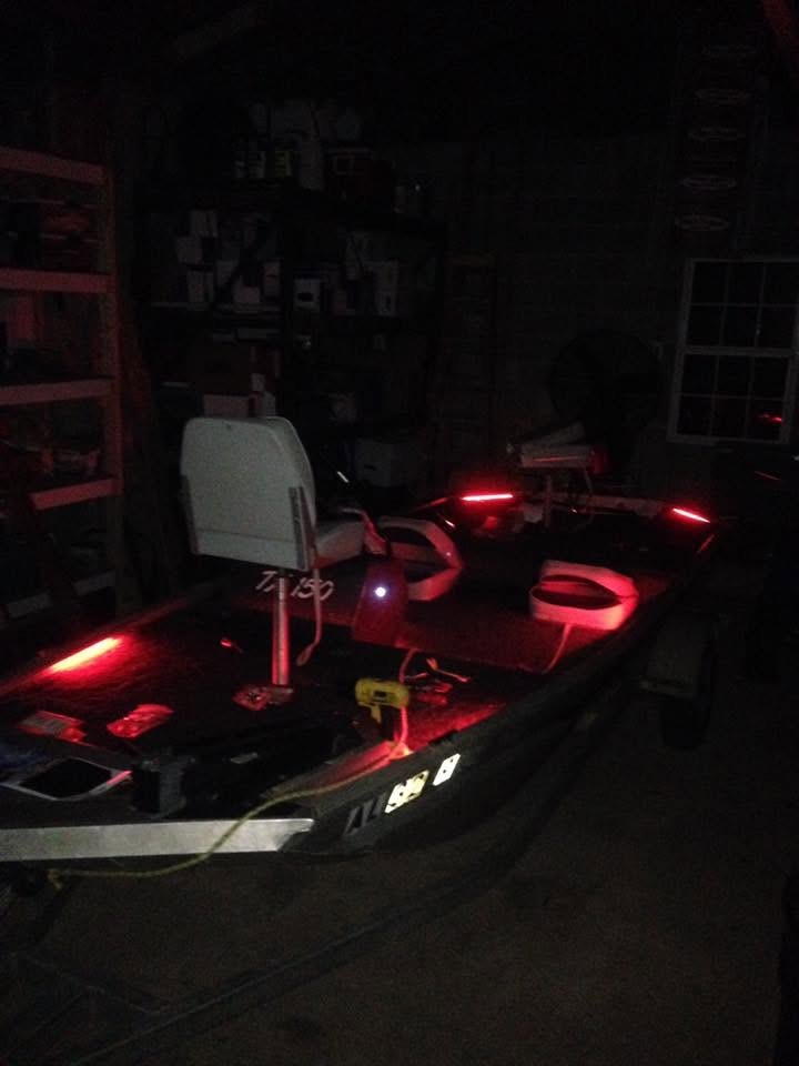 Boat with red accent lighting